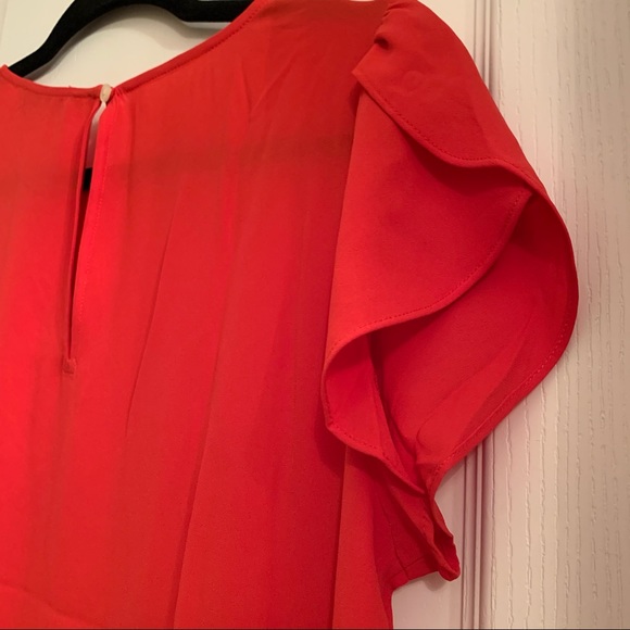 LOFT Tulip Sleeve Peplum Top Red Small - Picture 7 of 11